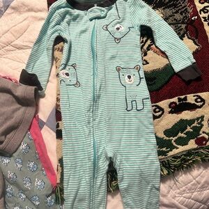 Carter's Teal Striped Bear One Piece